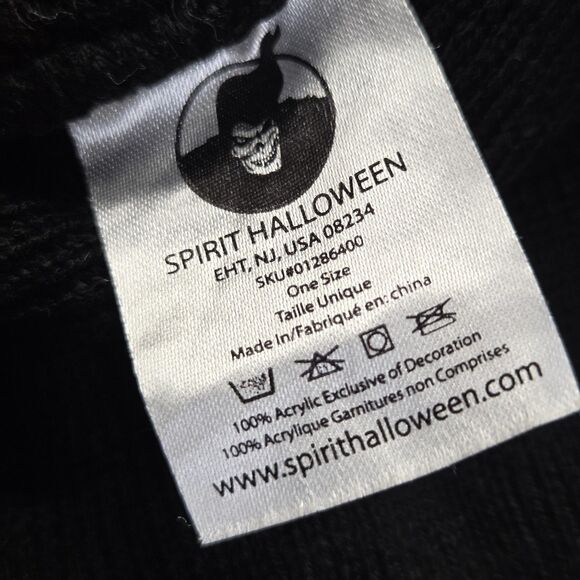 Spirit Halloween Beanie Hat Fitted Mens One Size Black POW Comic Cuffed Knit - Picture 3 of 6